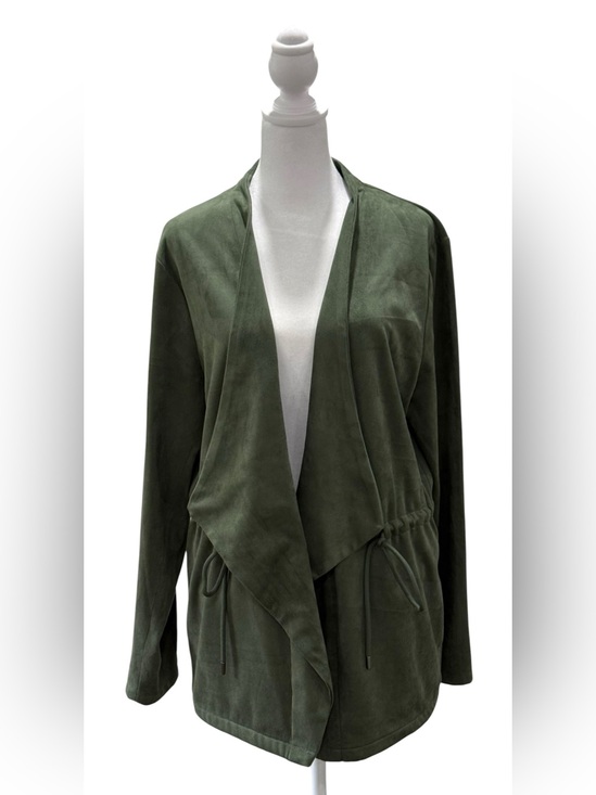 Blank NYC Jackets & Blazers - BLANKNYC Olive Green Faux Suede Draped Open Front Drawstring Jacket XL EUC